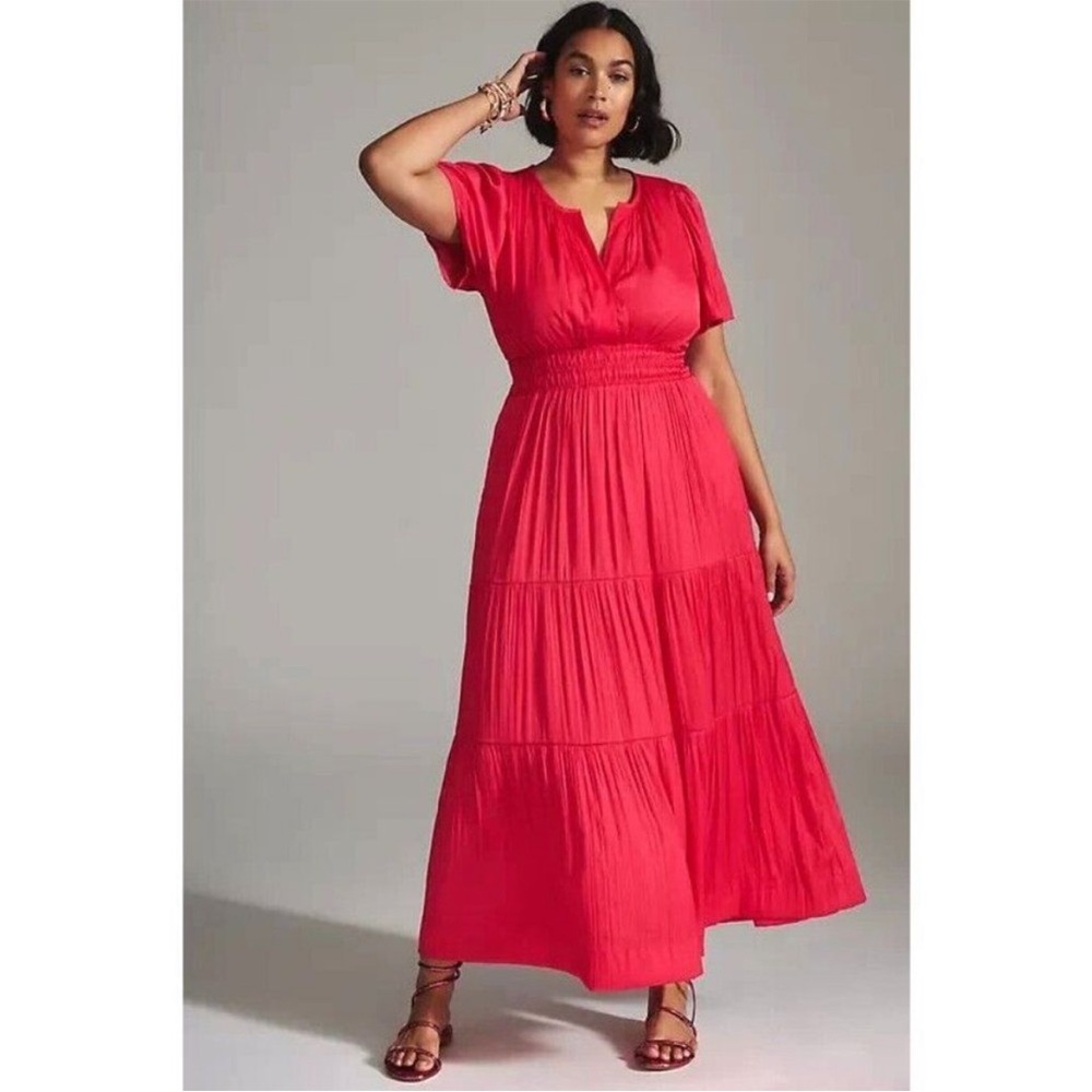 Anthropologie satin somerset dress